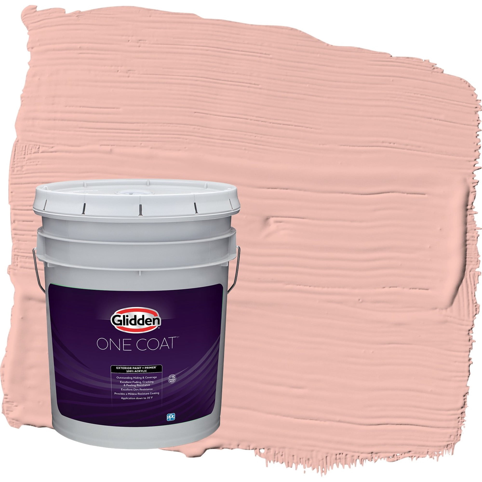 Glidden One Coat Peach Beige / Red Satin Exterior Paint with Primer, 5 Gallon
