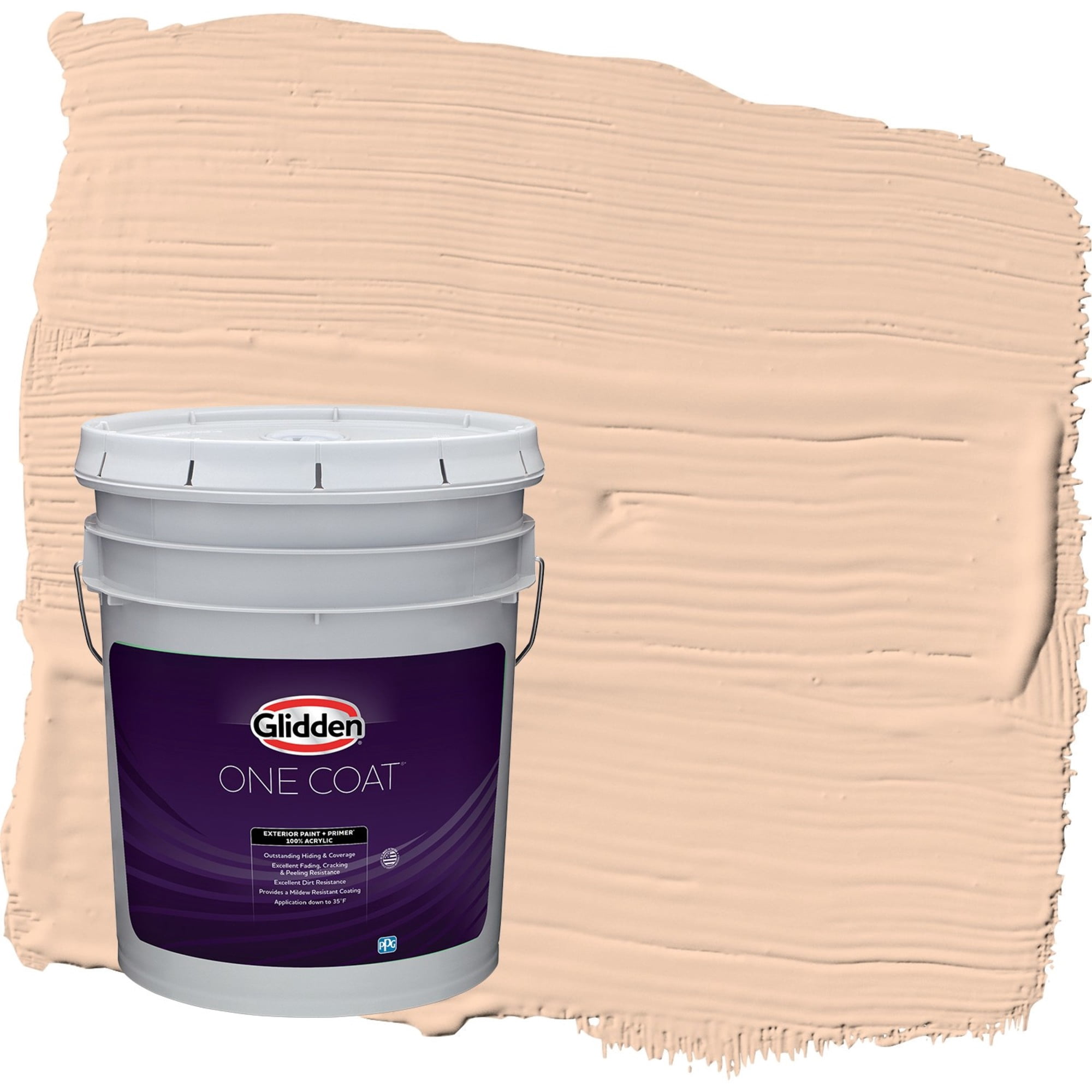 Glidden One Coat Peach Darling / Orange Satin Exterior Paint with Primer, 5 Gallon