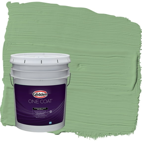 Glidden One Coat Pear Cactus / Green Flat Exterior Paint with Primer, 5 Gallon