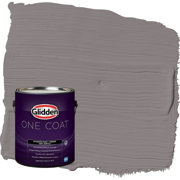 Glidden One Coat Pewter Mug / Gray Flat Exterior Paint with Primer, 1 Gallon