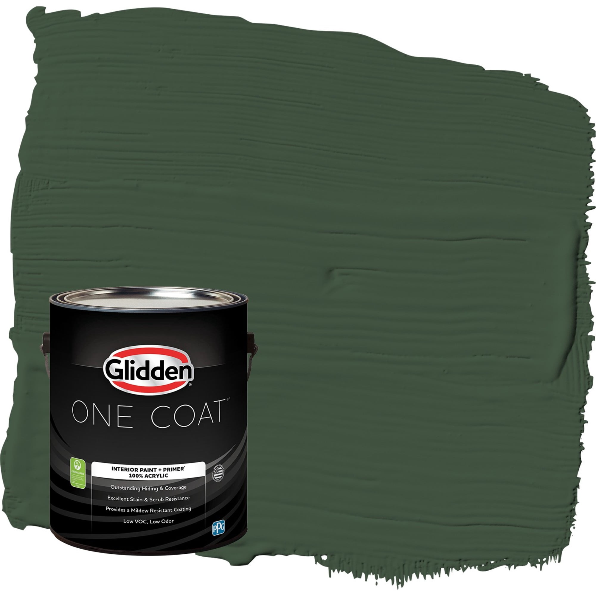Glidden One Coat Pine Forest / Green Eggshell Interior Paint with Primer, 1 Gallon