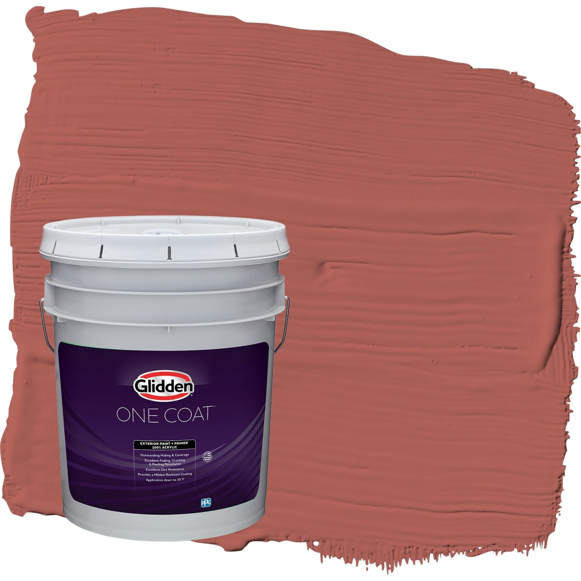 Glidden One Coat Pizza Pie / Red Flat Exterior Paint with Primer, 5 Gallon