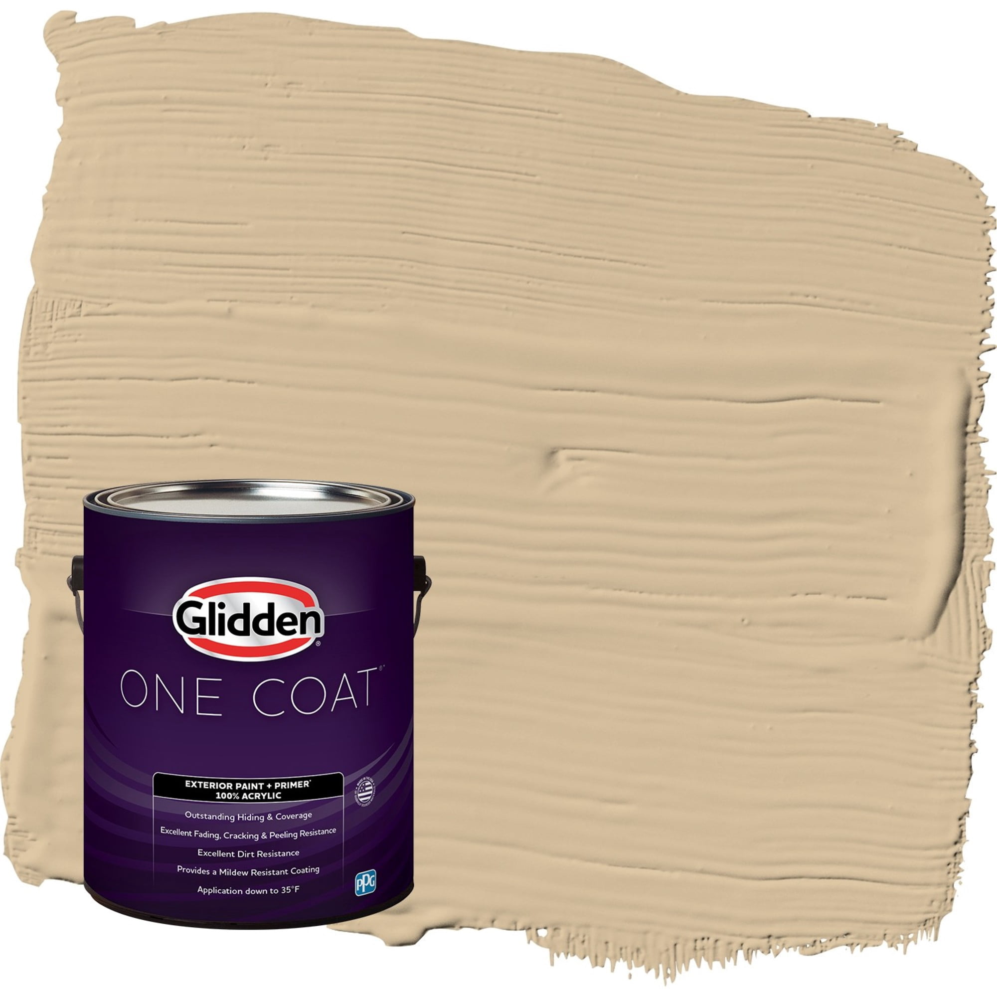 Glidden One Coat Pony Tail / Beige Flat Exterior Paint with Primer, 1 Gallon
