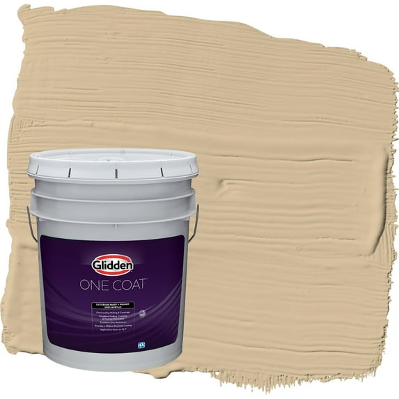 Glidden One Coat Pony Tail / Beige Flat Exterior Paint with Primer, 5 Gallon