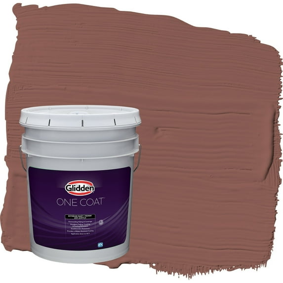 Glidden One Coat Raspberry Truffle / Red Satin Exterior Paint with Primer, 5 Gallon