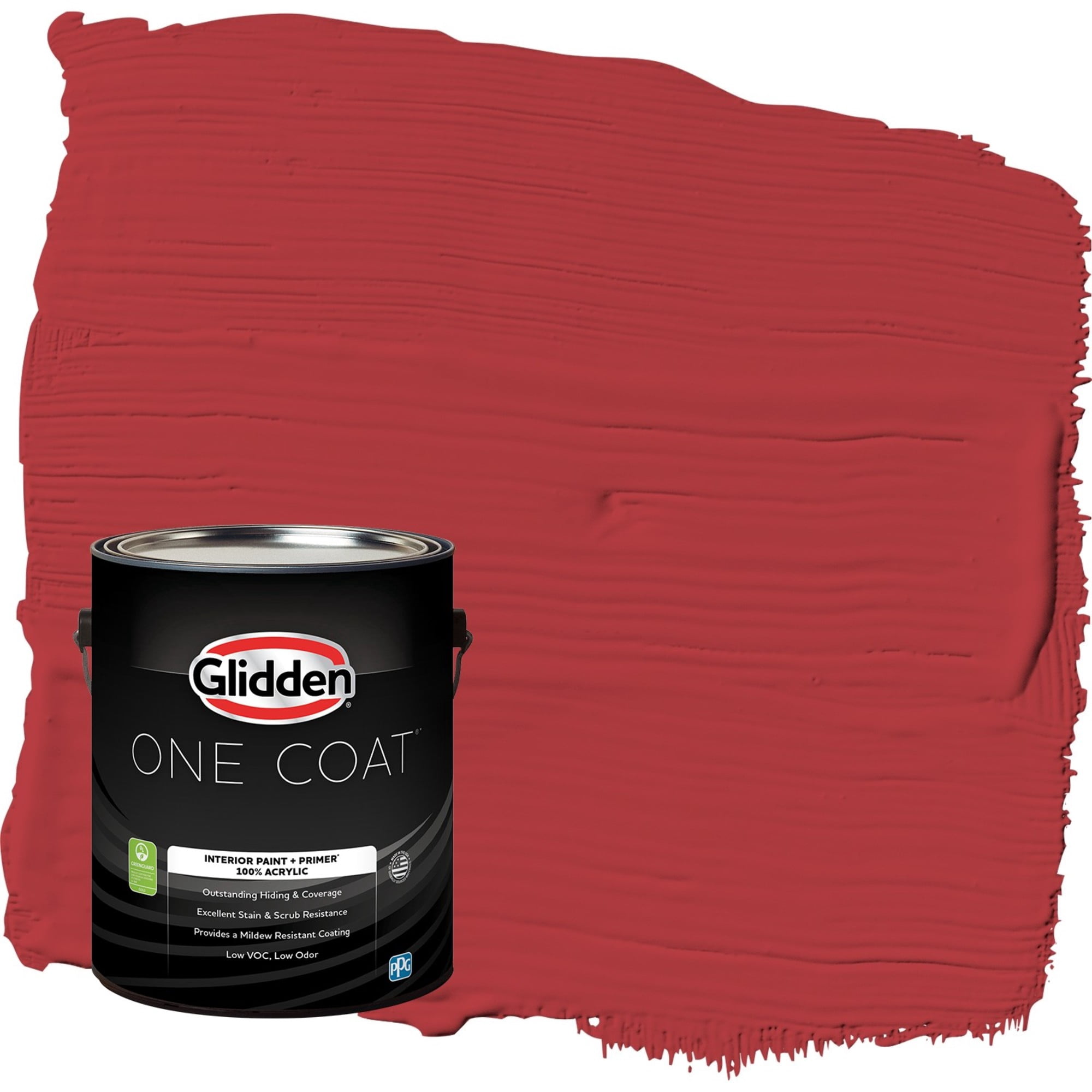 Glidden One Coat Red Gumball / Red Eggshell Interior Paint with Primer, 1 Gallon