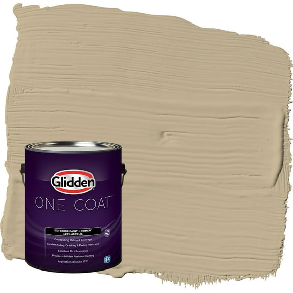 Glidden One Coat Rock Cliffs / Beige Flat Exterior Paint with Primer, 1 Gallon