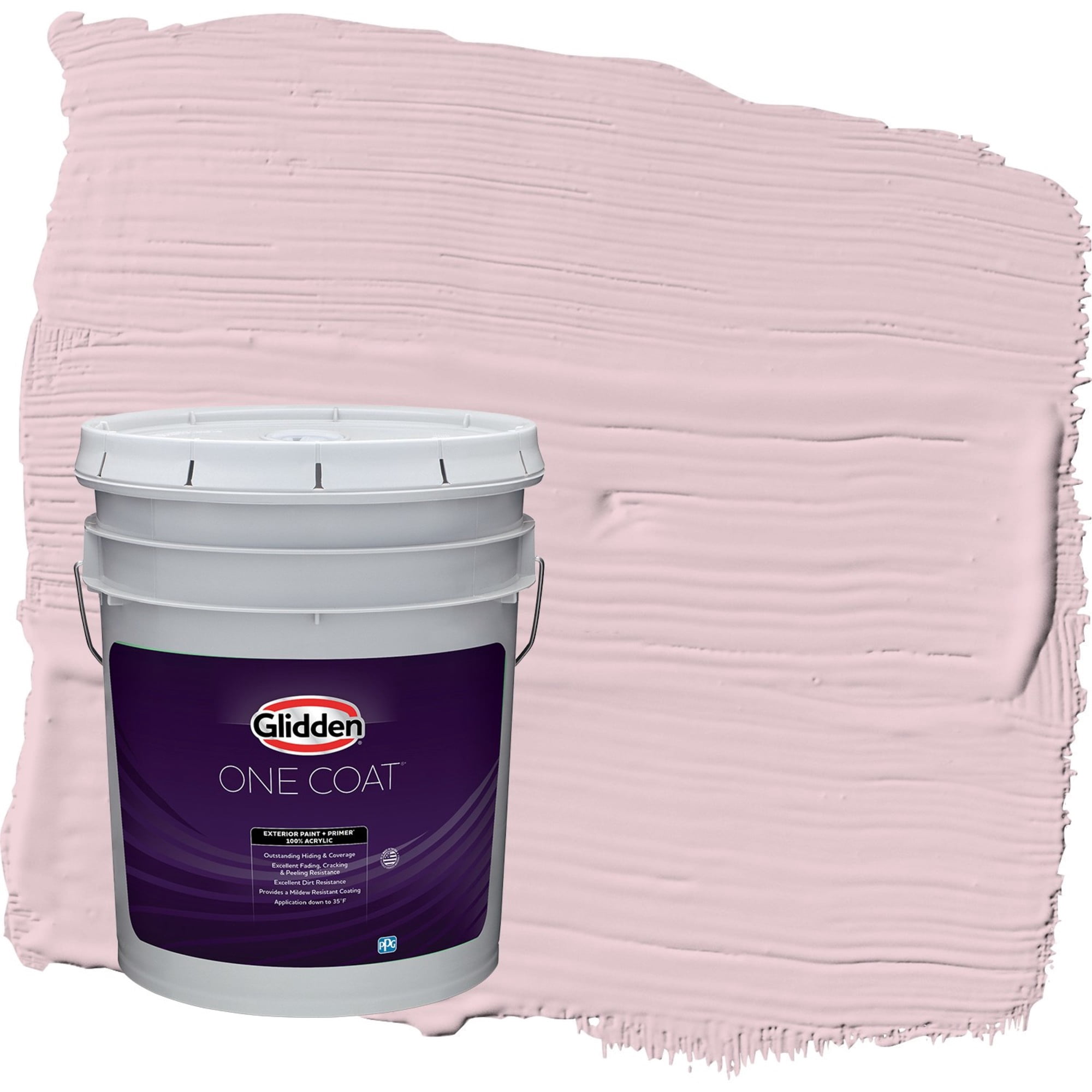 Glidden One Coat Rose Cloud / Pink Flat Exterior Paint with Primer, 5 Gallon