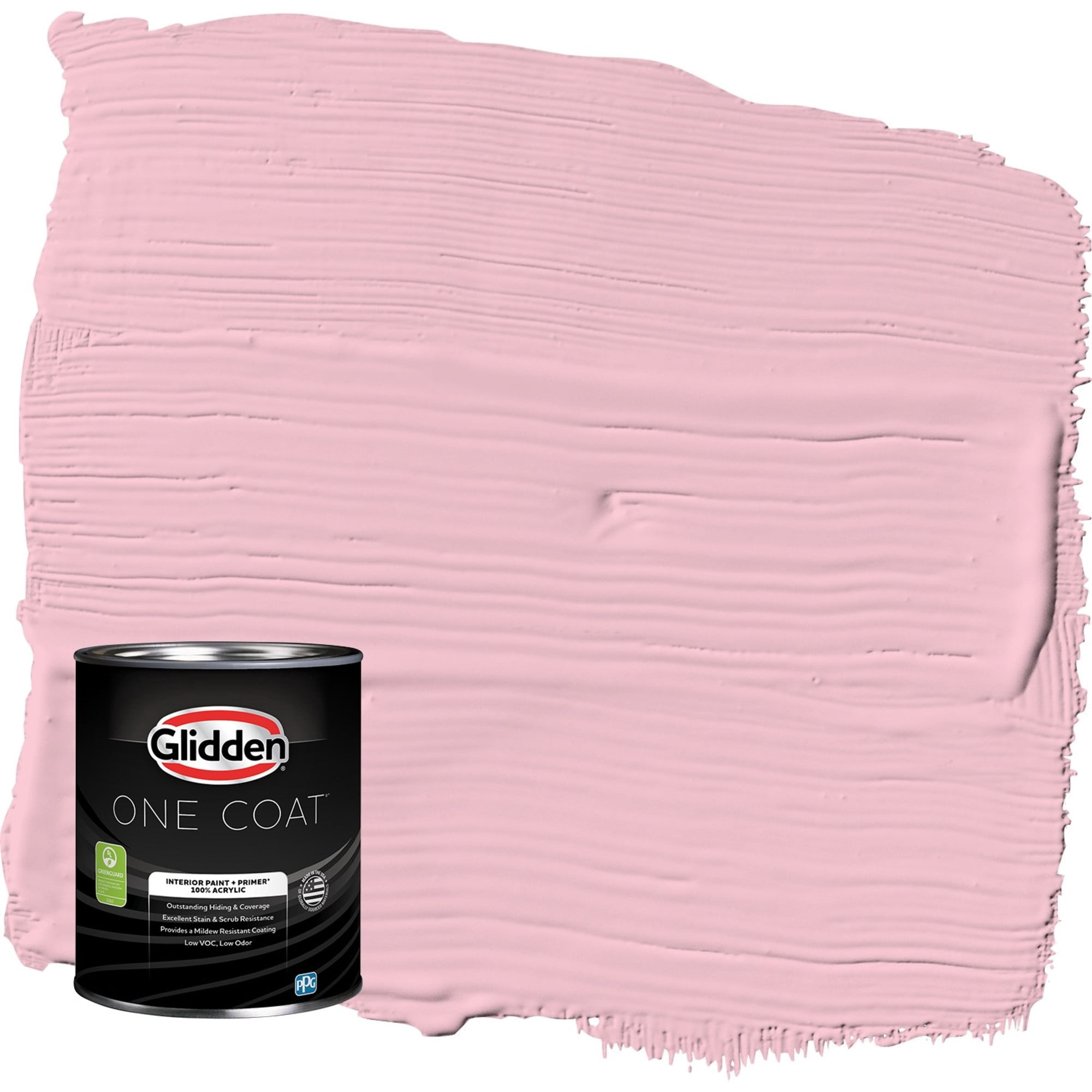 Glidden One Coat Rose Melody / Pink Eggshell Interior Paint with Primer, 1 Quart