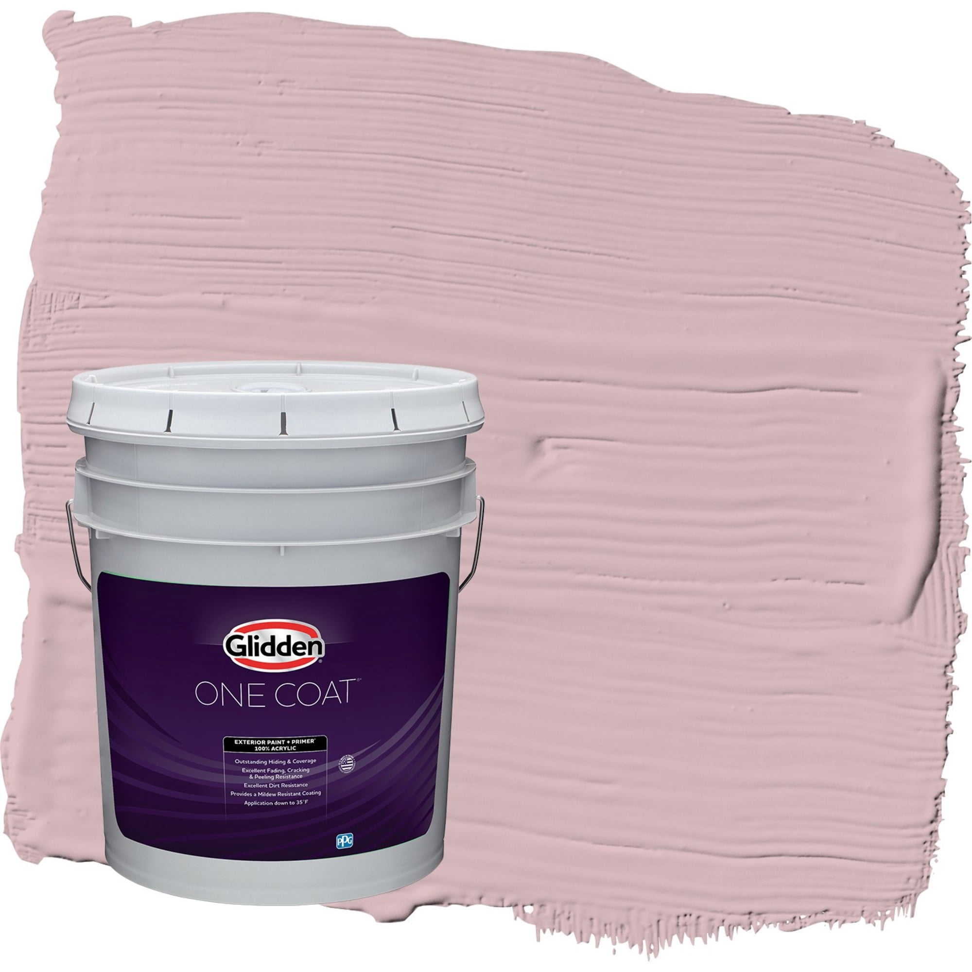 Glidden One Coat Rose Stain / Pink Satin Exterior Paint with Primer, 5 Gallon