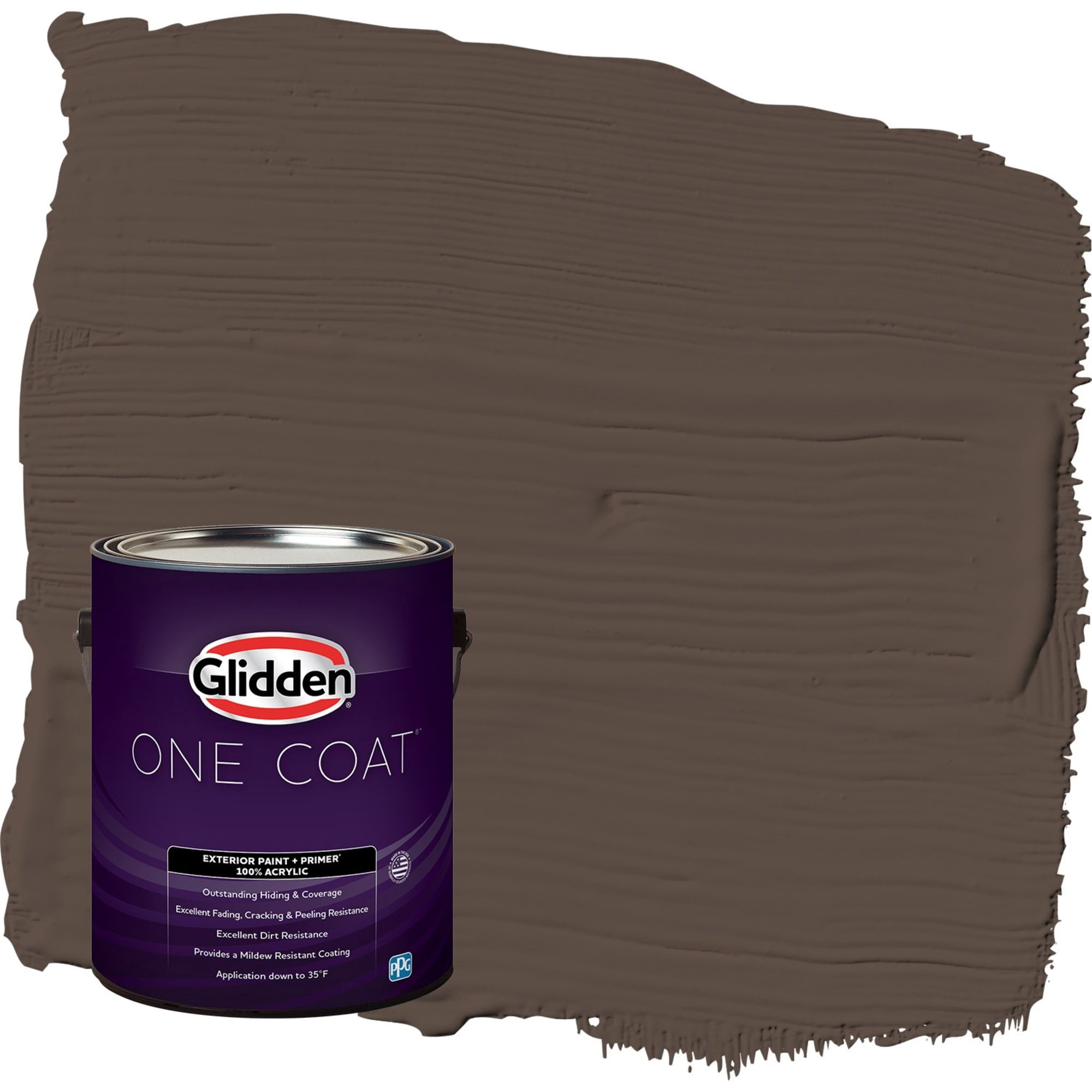 Glidden One Coat Sarsaparilla / Brown Flat Exterior Paint with Primer, 1 Gallon