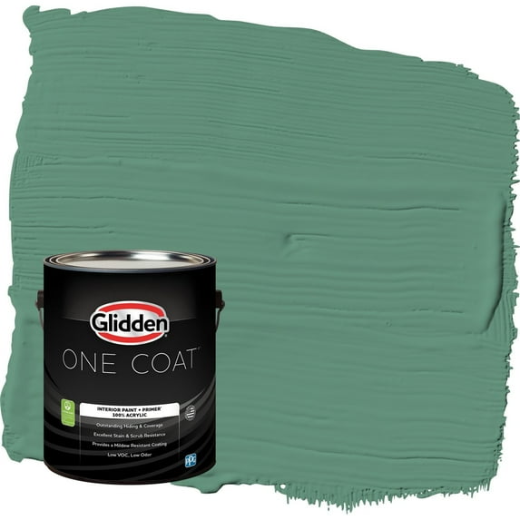 Glidden One Coat Sheffield / Green Eggshell Interior Paint with Primer, 1 Gallon