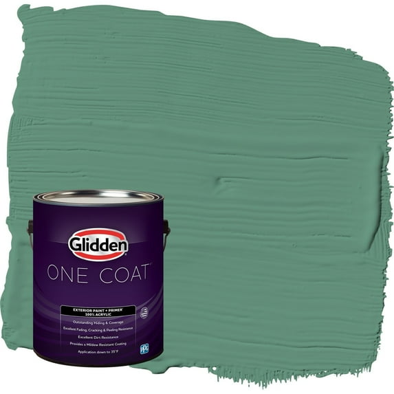 Glidden One Coat Sheffield / Green Satin Exterior Paint with Primer, 1 Gallon
