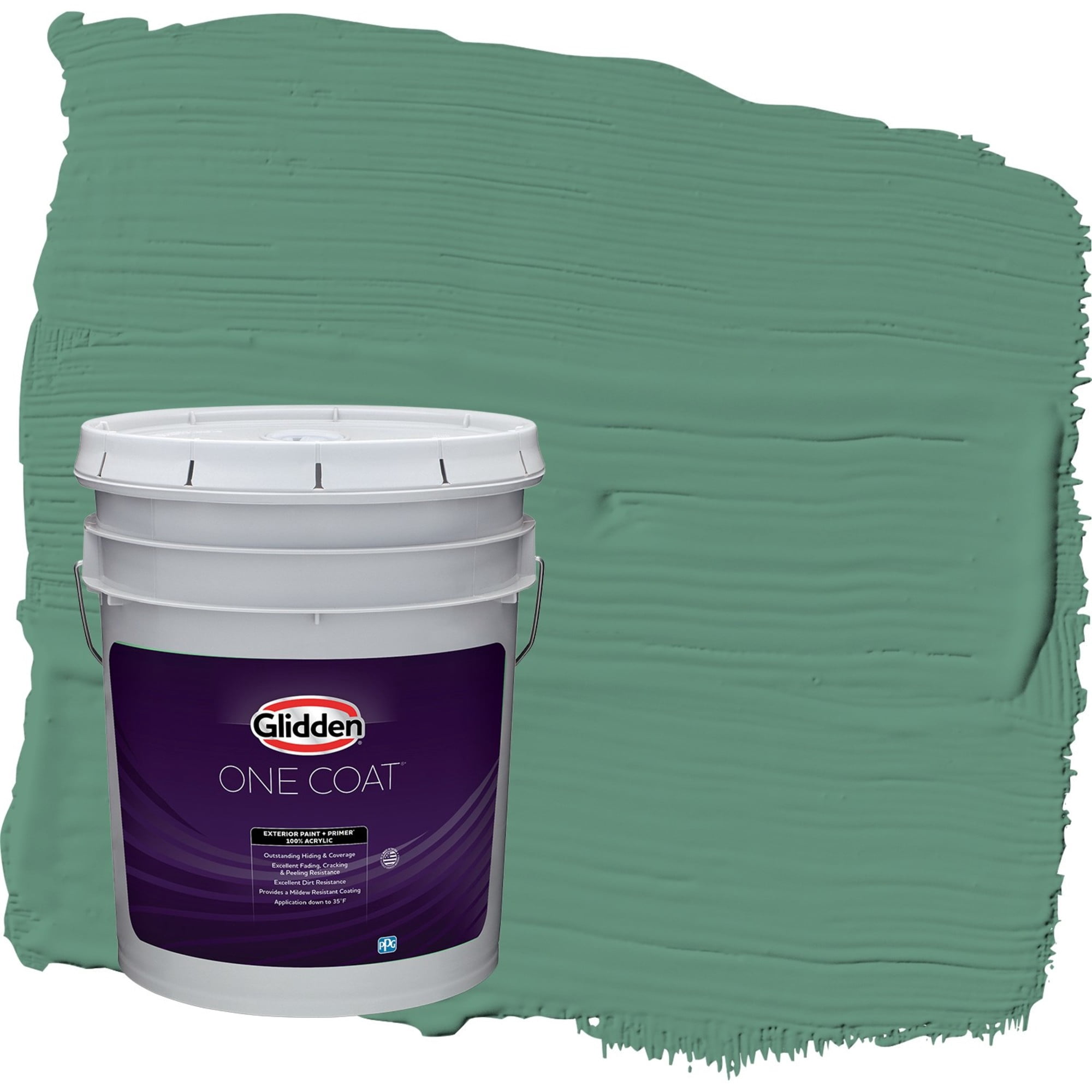 Glidden One Coat Sheffield / Green Satin Exterior Paint with Primer, 5 Gallon