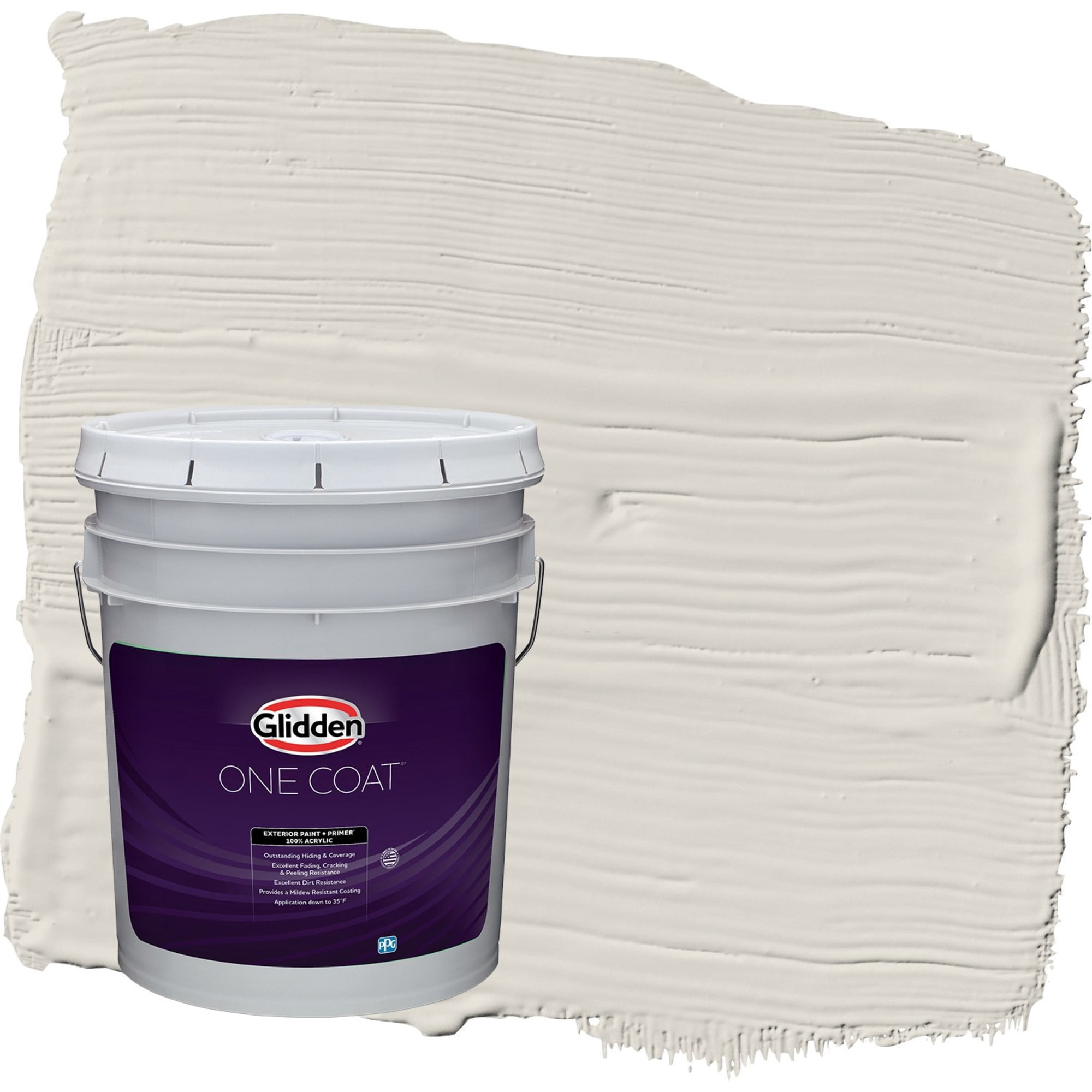 Glidden One Coat Silent Smoke / Beige Flat Exterior Paint with Primer, 5 Gallon