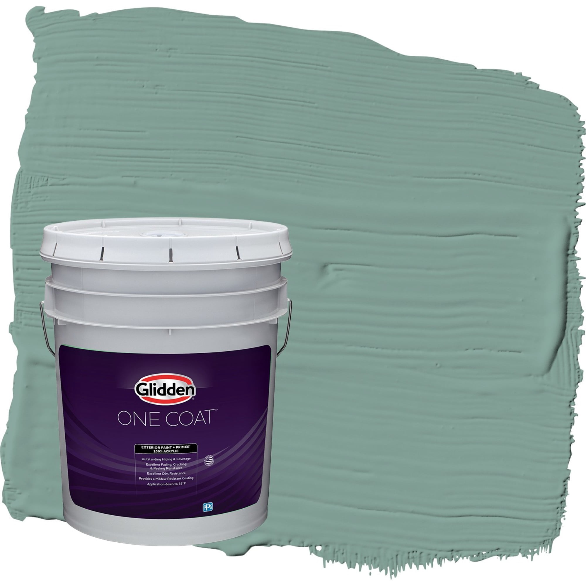 Glidden One Coat Silver Laurel / Green Satin Exterior Paint with Primer, 5 Gallon