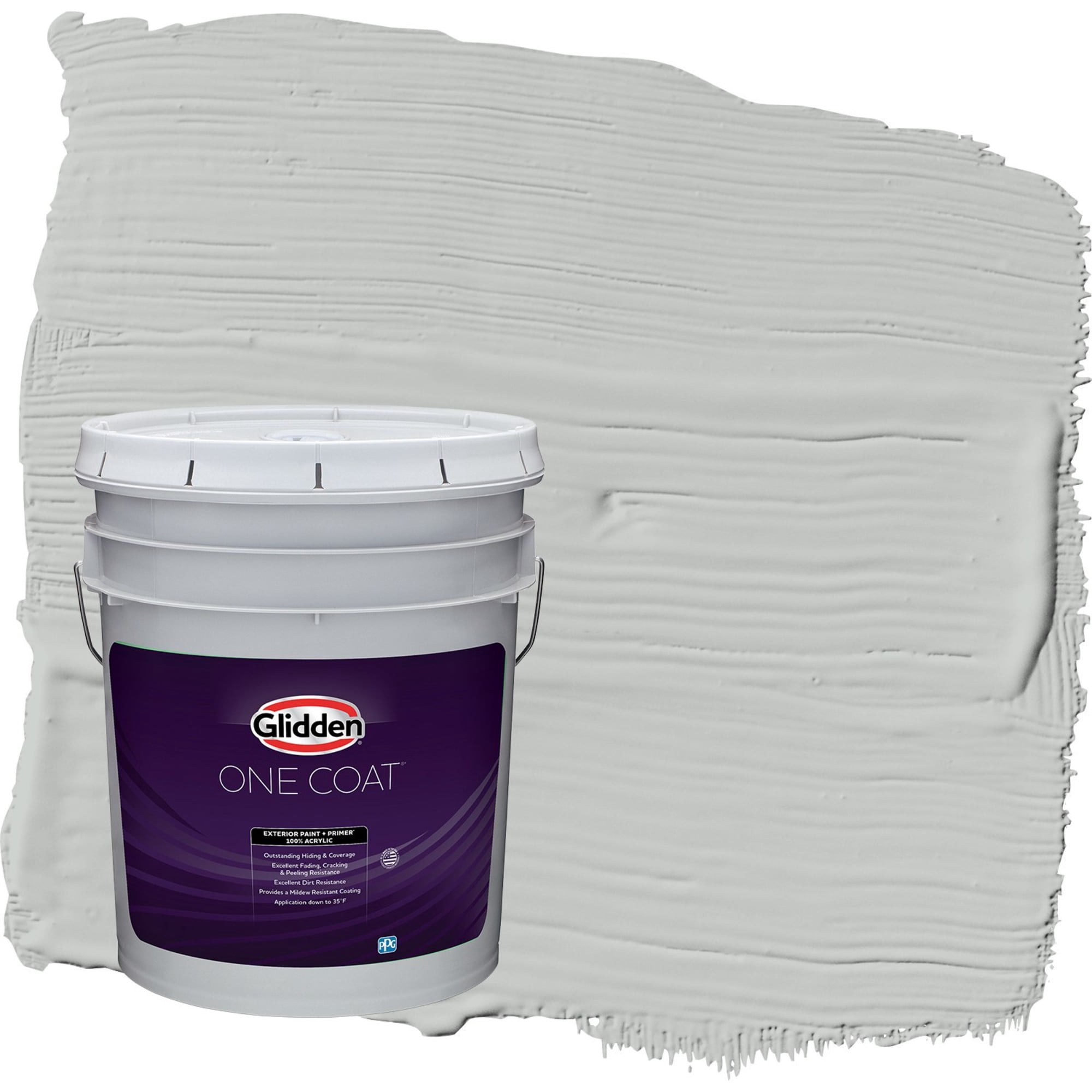 Glidden One Coat Solitary State / Gray Flat Exterior Paint with Primer, 5 Gallon