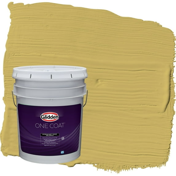 Glidden One Coat Split Pea Soup / Green Flat Exterior Paint with Primer, 5 Gallon