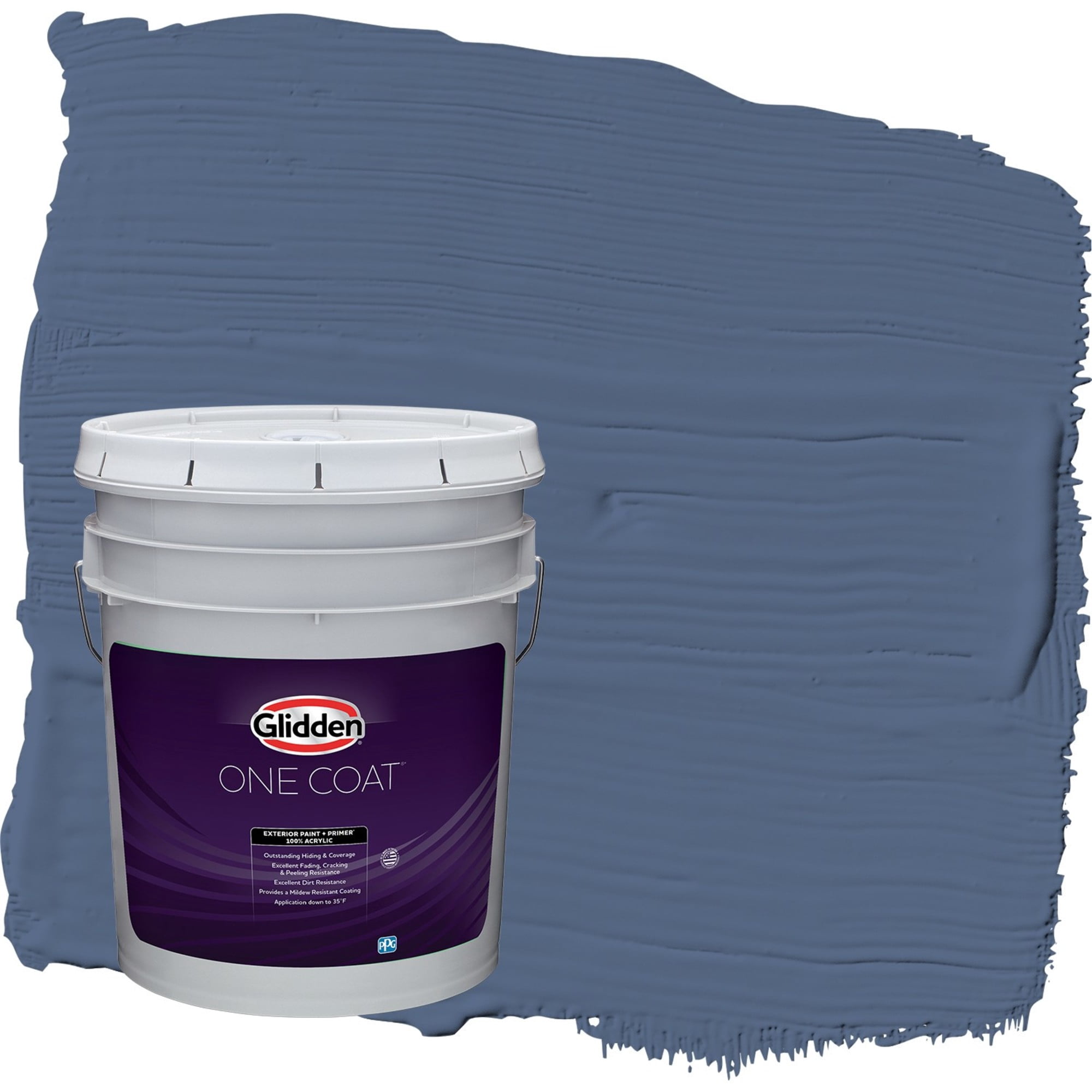 Glidden One Coat Stained Glass / Blue Satin Exterior Paint with Primer, 5 Gallon