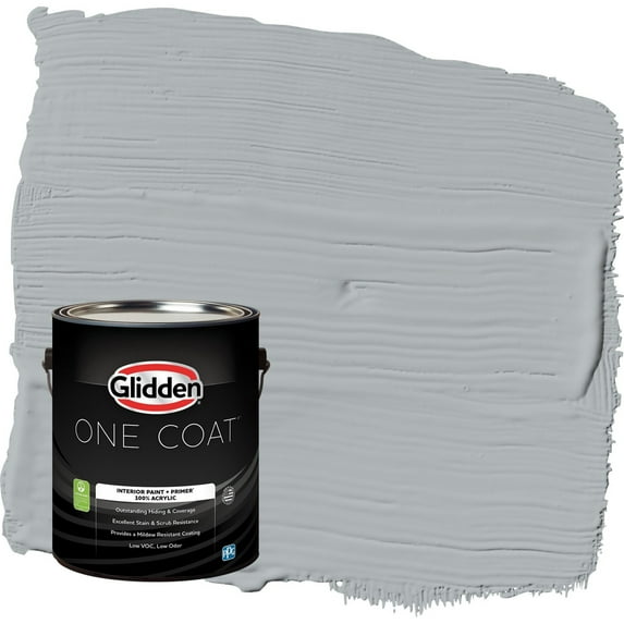 Glidden One Coat Stargazer / Gray Eggshell Interior Paint with Primer, 1 Gallon