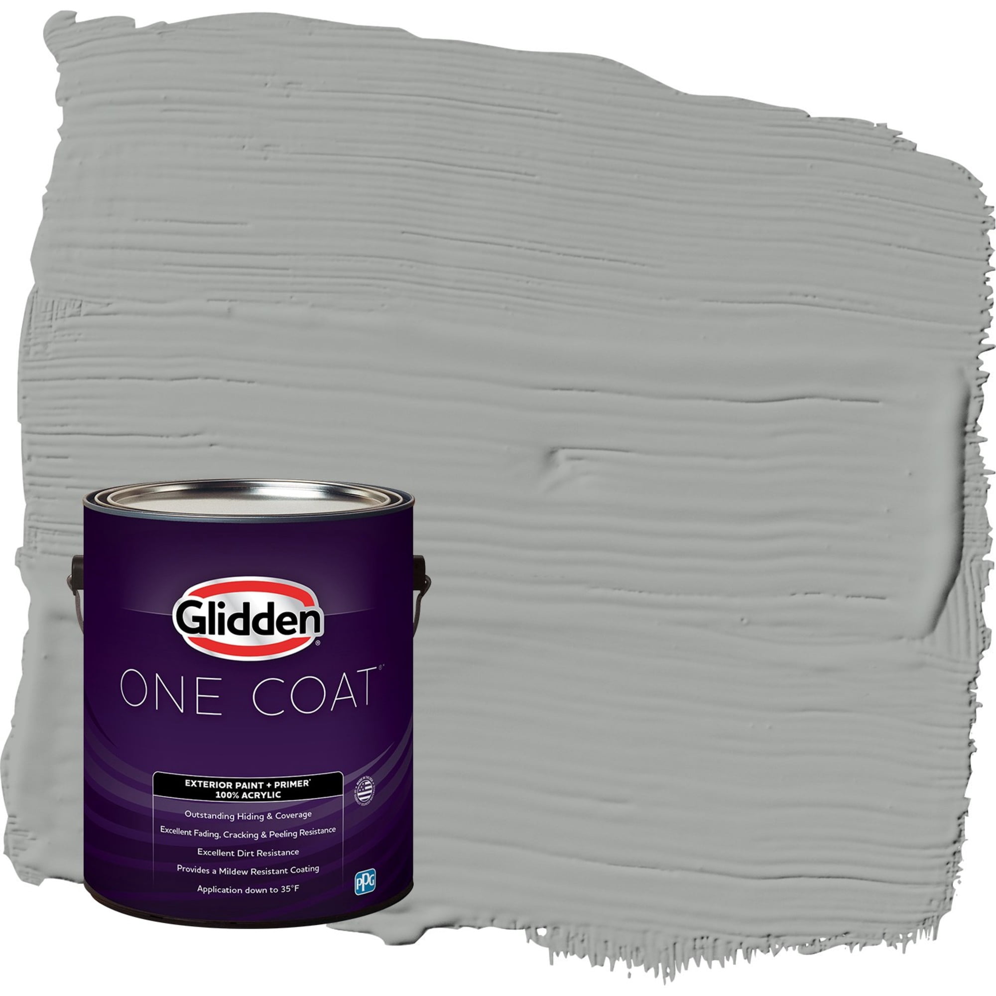 Glidden One Coat Stepping Stone / Gray Satin Exterior Paint with Primer, 1 Gallon