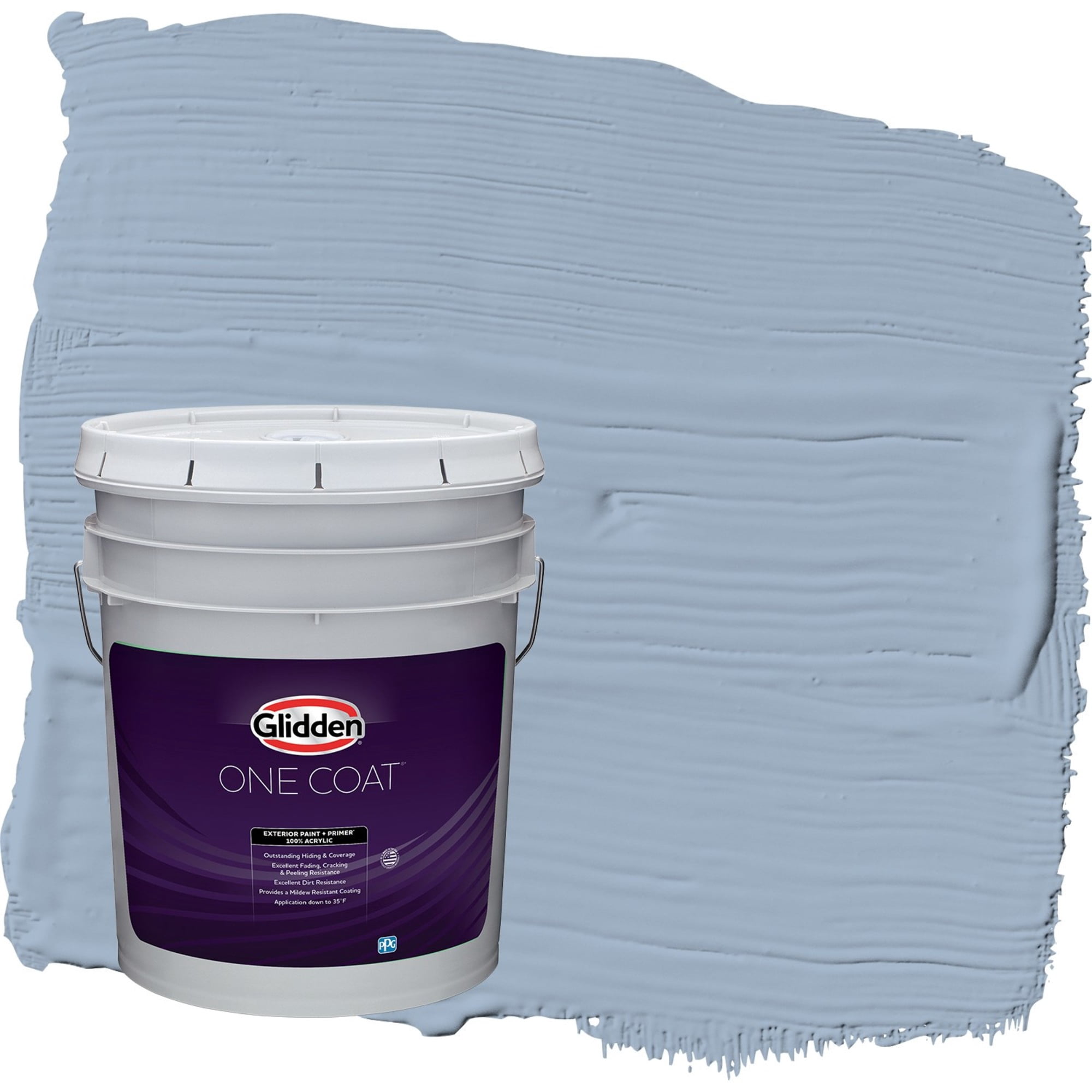 Glidden One Coat Sterling Silver / Blue Satin Exterior Paint with Primer, 5 Gallon
