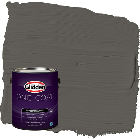 Glidden One Coat Stone's Throw / Gray Satin Exterior Paint with Primer, 1 Gallon