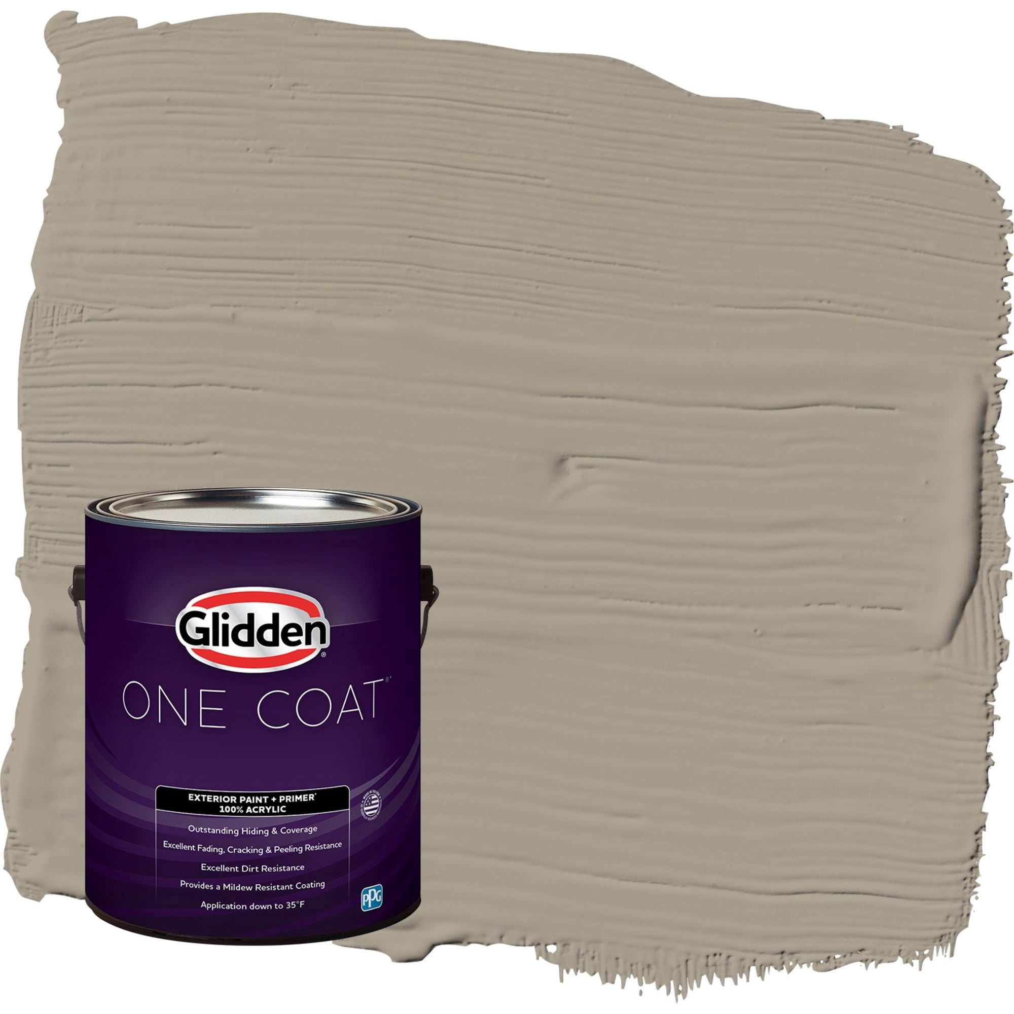 Glidden One Coat Stonehenge Greige / Gray Satin Exterior Paint with Primer, 1 Gallon