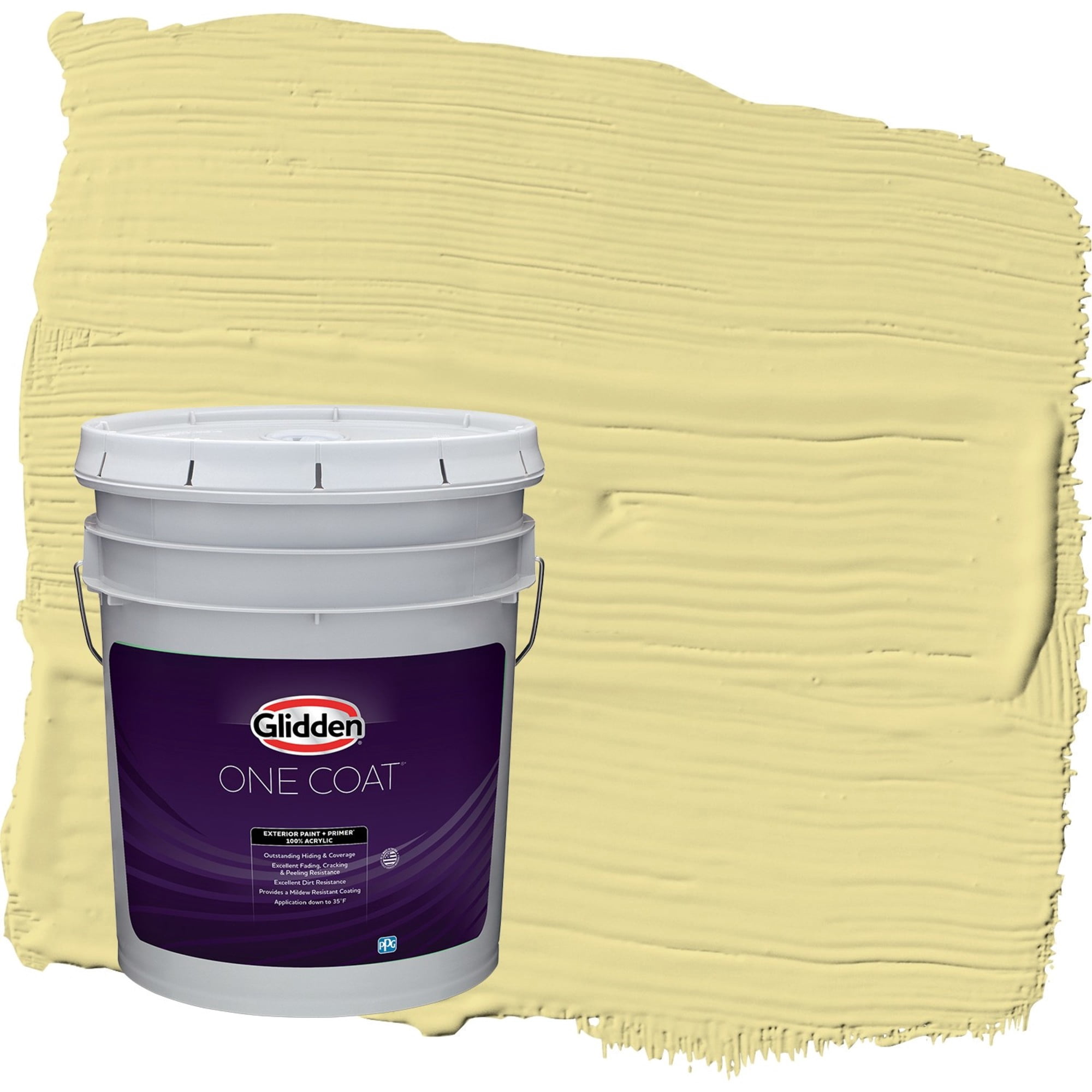 Glidden One Coat Subtle Sunshine / Green Satin Exterior Paint with Primer, 5 Gallon