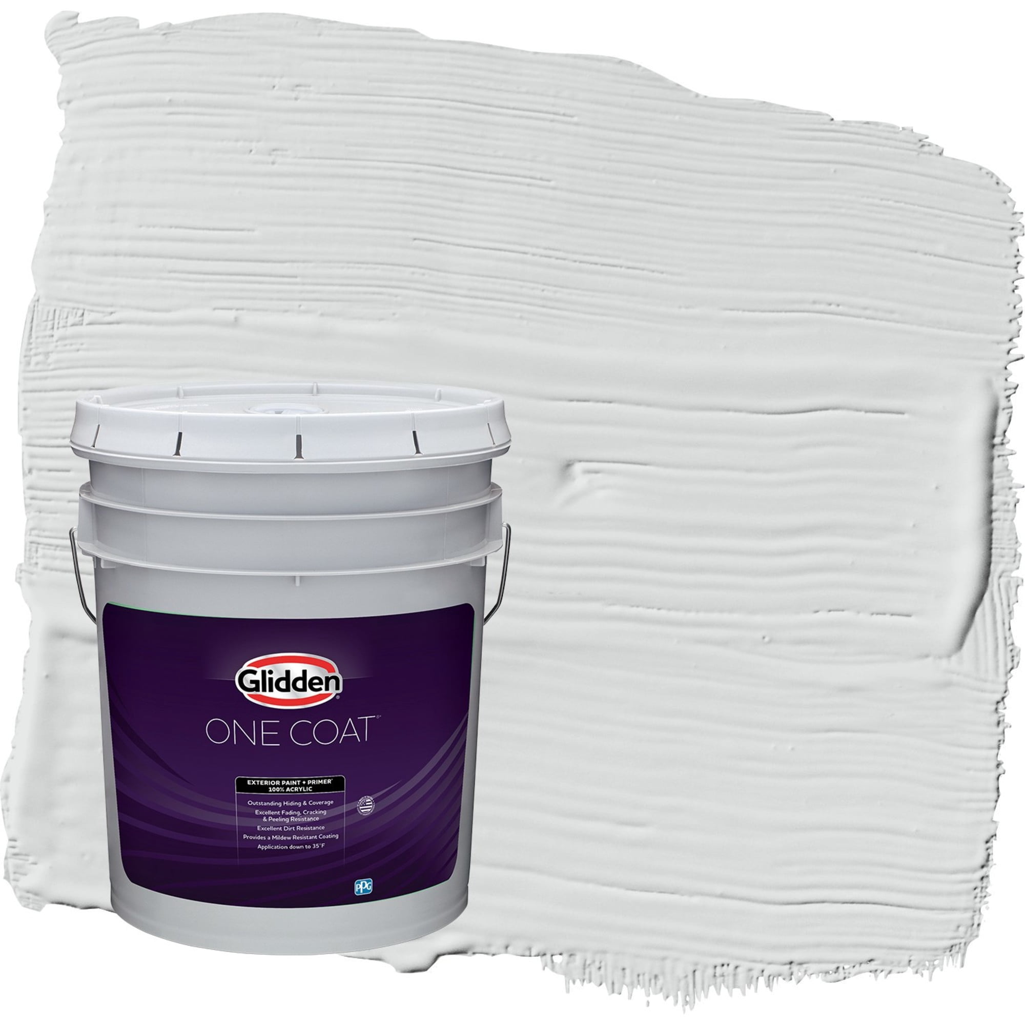 Glidden One Coat Thin Ice / Gray Flat Exterior Paint with Primer, 5 Gallon