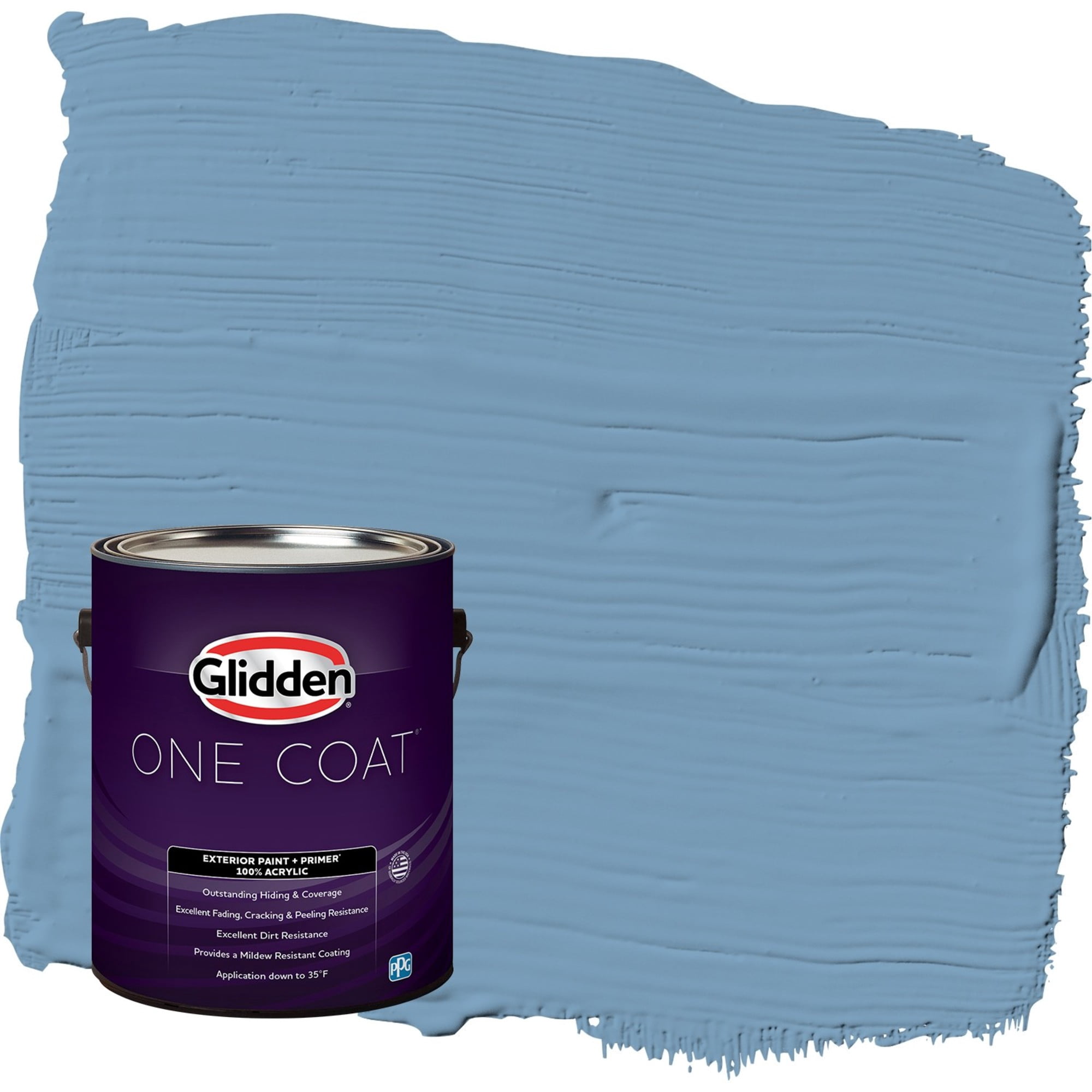 Glidden One Coat Walden Pond / Blue Satin Exterior Paint with Primer, 1 Gallon