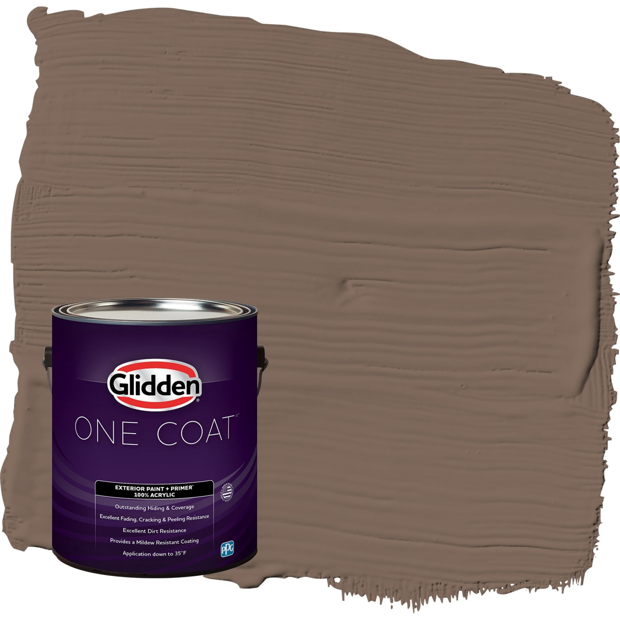 Glidden One Coat Warrior / Brown Satin Exterior Paint with Primer, 1 Gallon