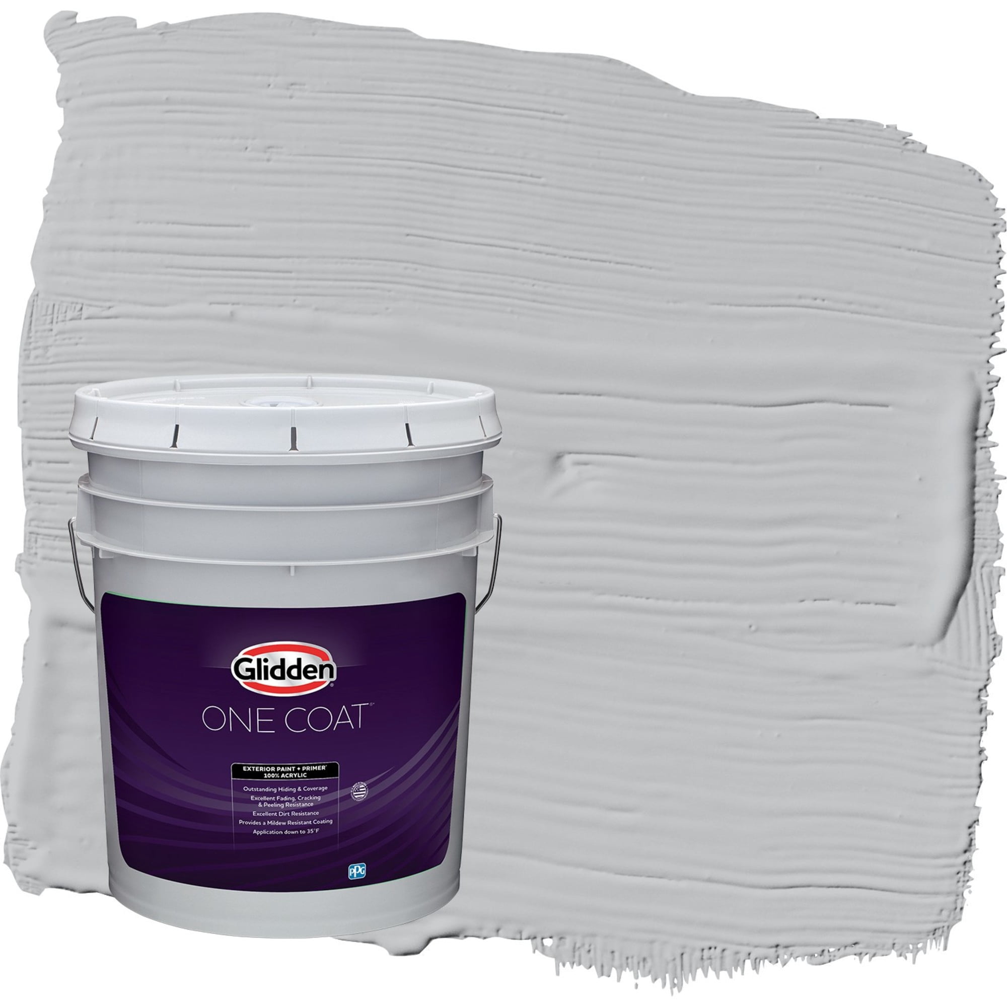 Glidden One Coat Whirlwind / Gray Flat Exterior Paint with Primer, 5 Gallon