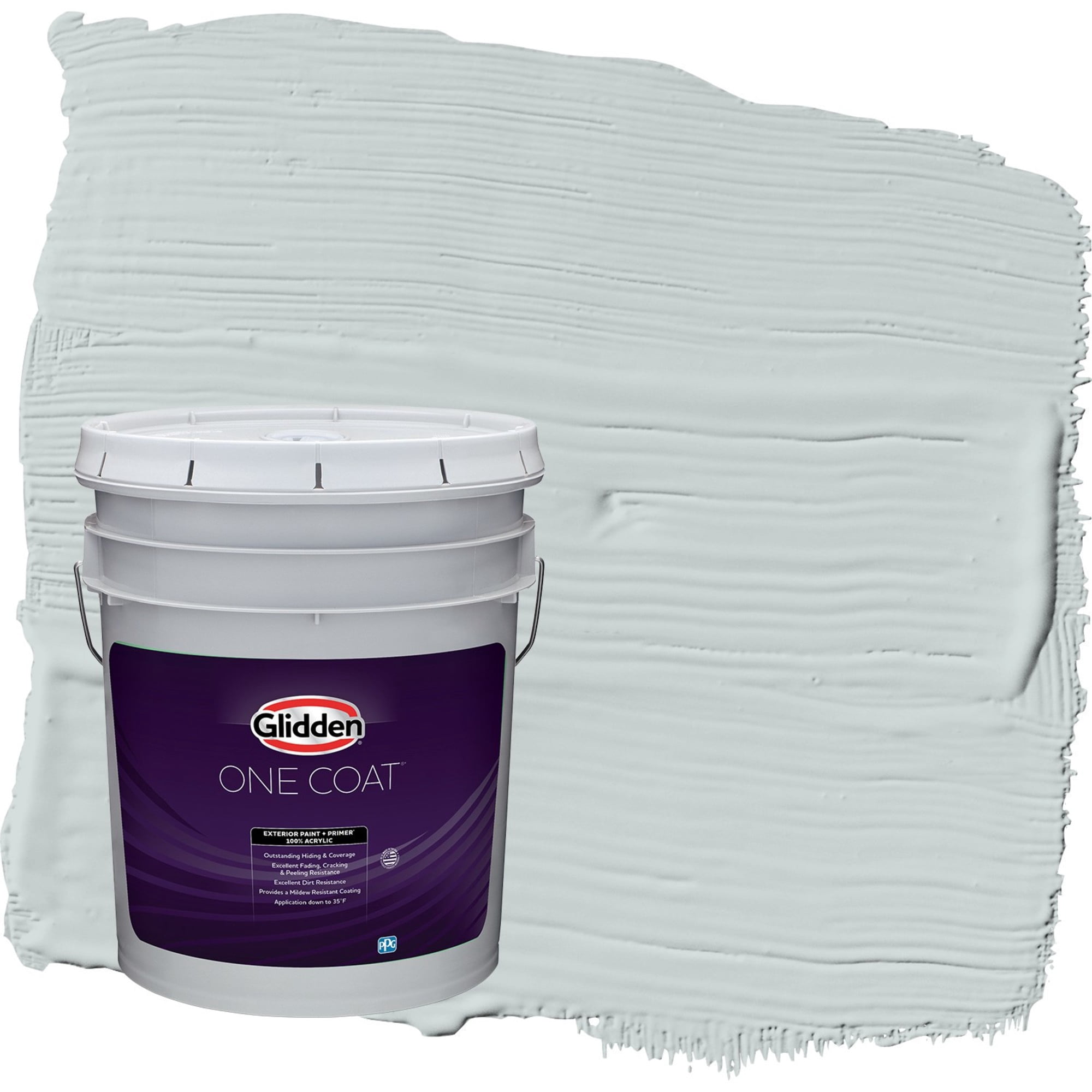 Glidden One Coat Winter Chill / Gray Flat Exterior Paint with Primer, 5 Gallon