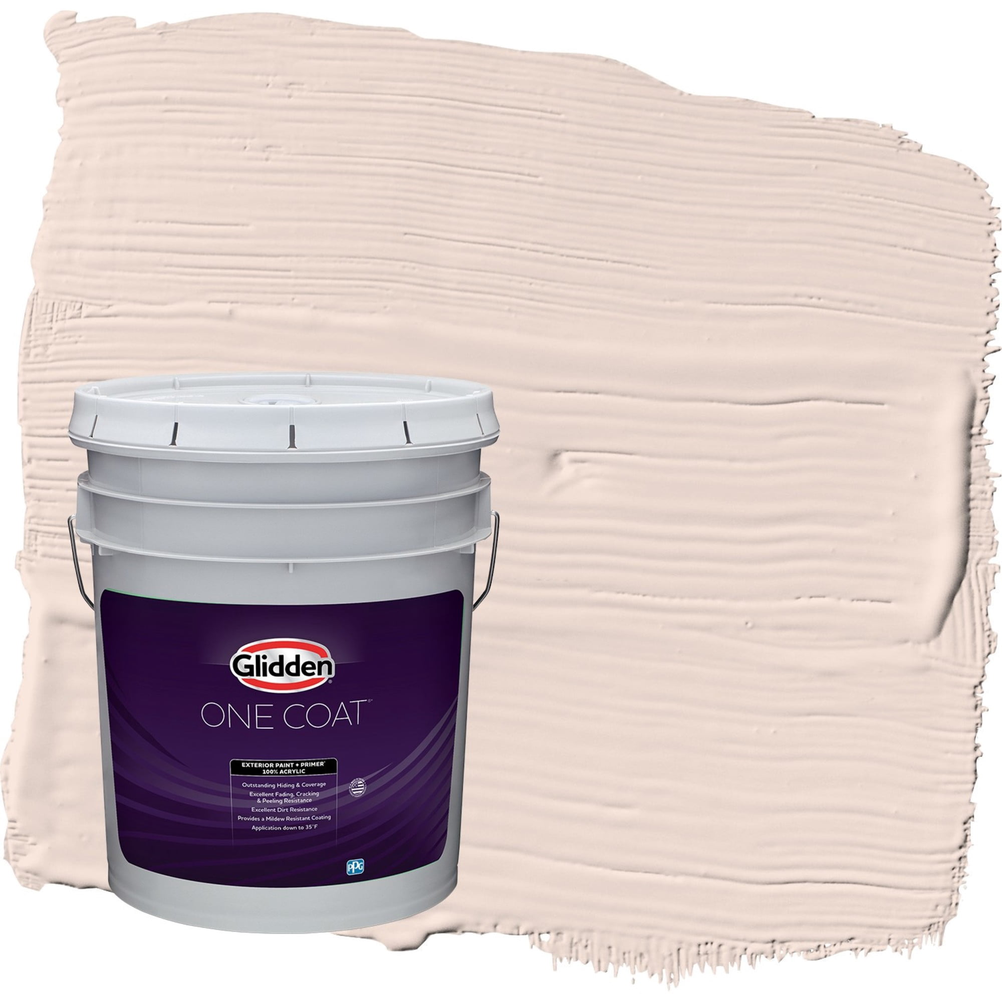Glidden One Coat Winter Peach / Pink Satin Exterior Paint with Primer, 5 Gallon