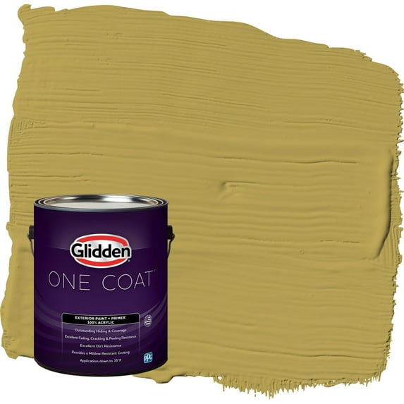 Glidden One Coat Woolen Mittens / Green Satin Exterior Paint with Primer, 1 Gallon