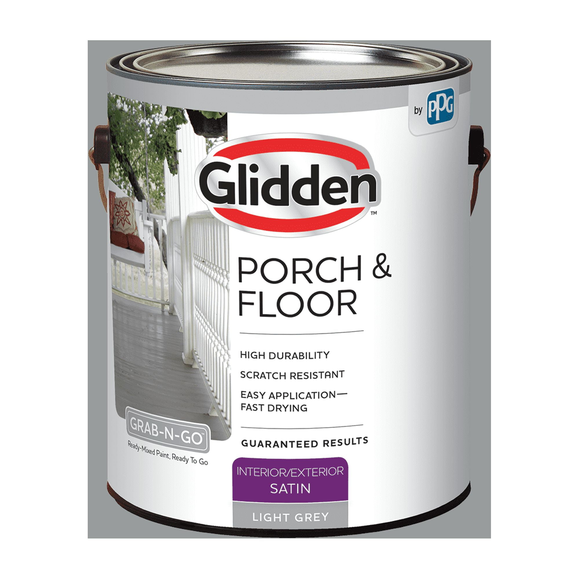 Glidden Porch & Floor GrabNGo Interior/ Exterior Paint + Primer, Light Gray, 1 Gallon, Satin
