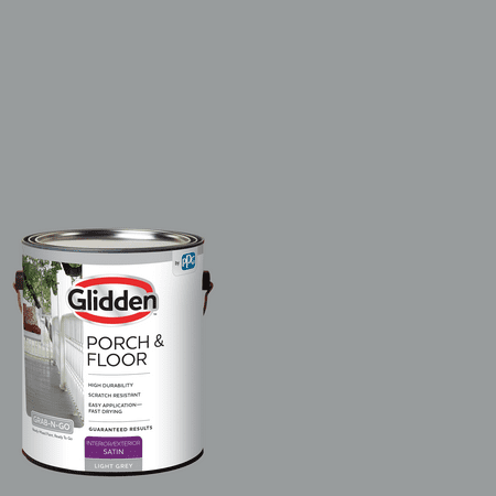 Glidden Porch & Floor Grab-N-Go Interior/ Exterior Paint + Primer, Light Gray, 1 Gallon, Satin