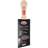 Glidden Semi-Oval Paint Brush with Shortcut Wood Handle, Angled Sash, 2 inch