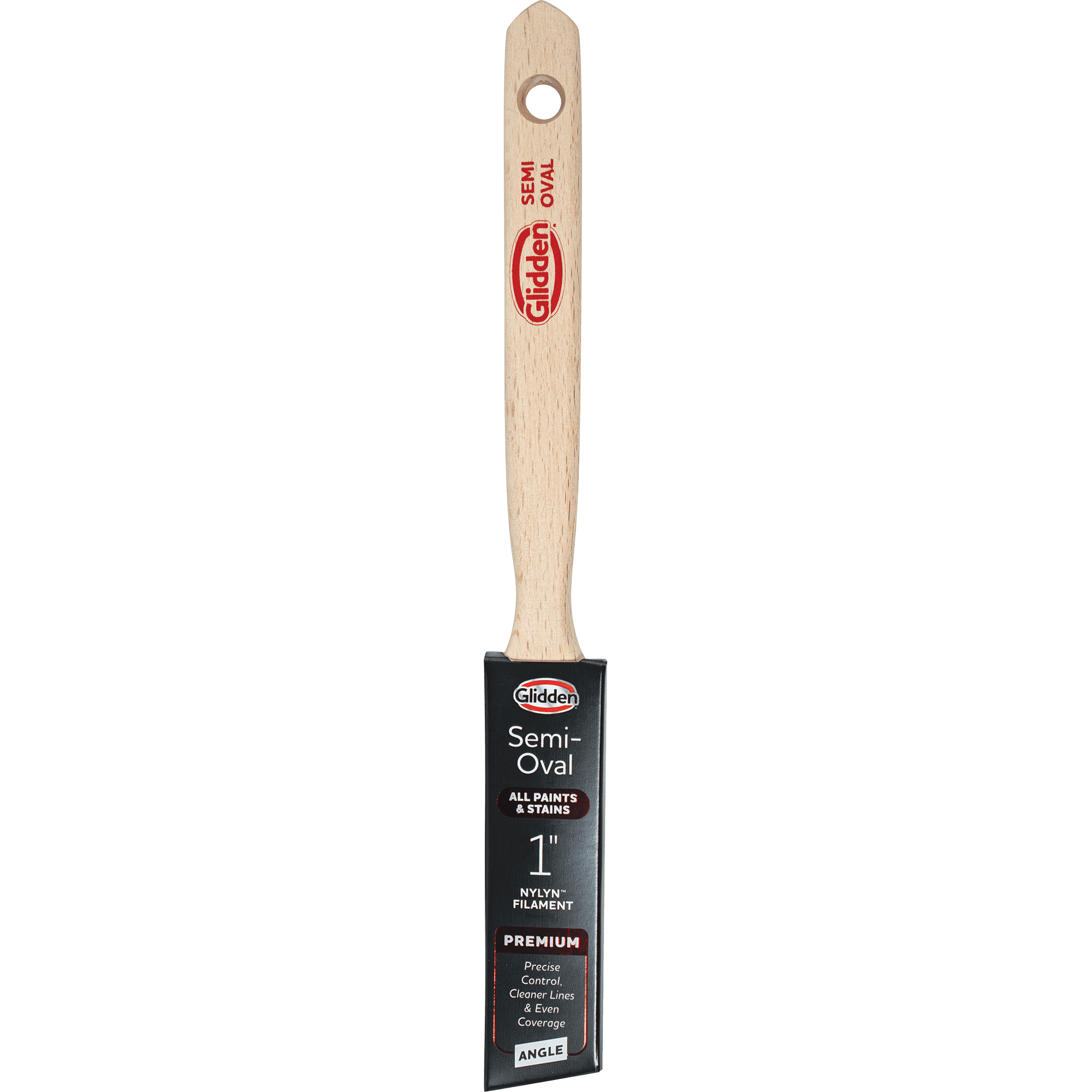 Glidden SemiOval Paint Brush with Wood Handle, Angled Sash, 1 inch