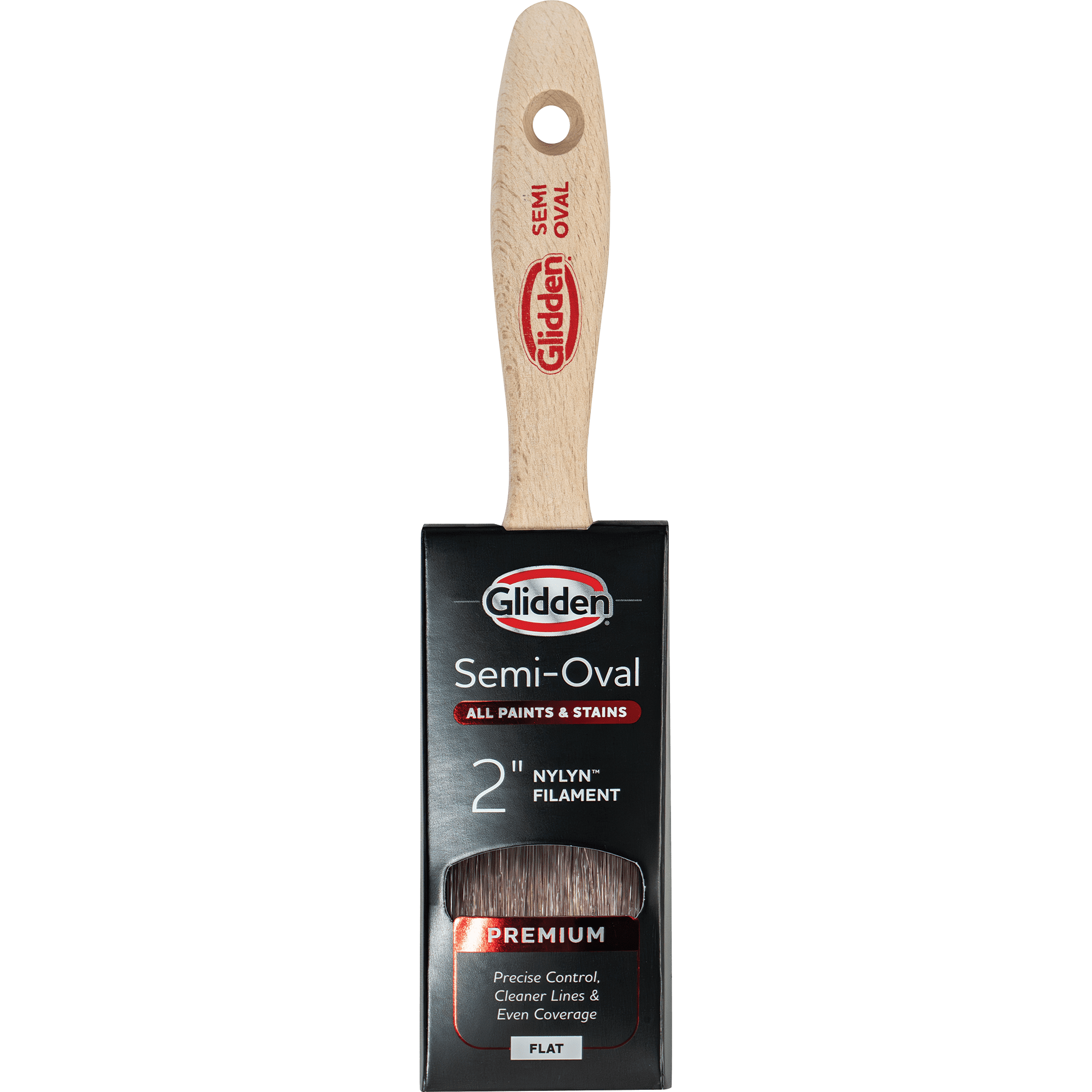 Glidden SemiOval Paint Brush with Wood Handle, Flat , 2 inch