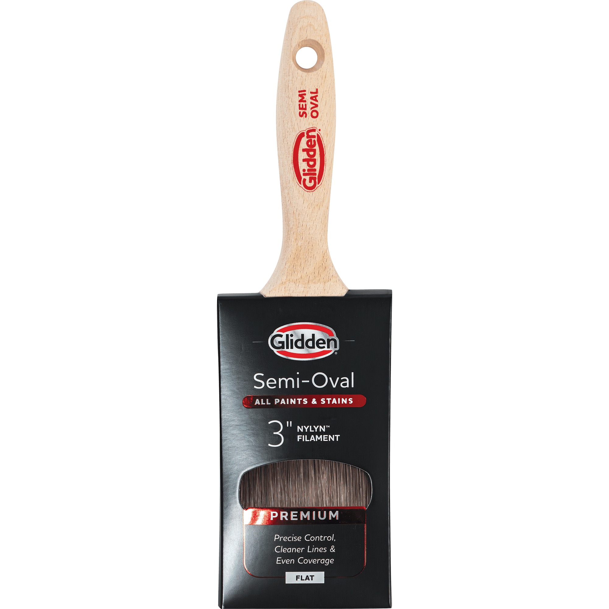 Glidden SemiOval Paint Brush with Wood Handle , Flat , 3 inch