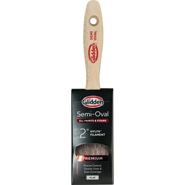 Glidden Semi-Oval Paint Brush with Wood Handle, Flat Sash, 2 Inch