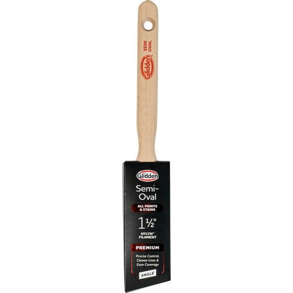 Glidden Semi-Oval Paint Brush with Wood Handle, Angled Sash, 1.5 Inch