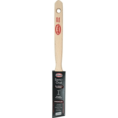 Glidden Semi-Oval Paintbrush with Wood Handle, Angled Sash, 1 Inch