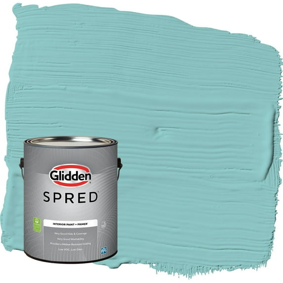 Glidden Spred Aqua Fiesta / Blue Semi-Gloss Interior Paint with Primer, 1 Gallon