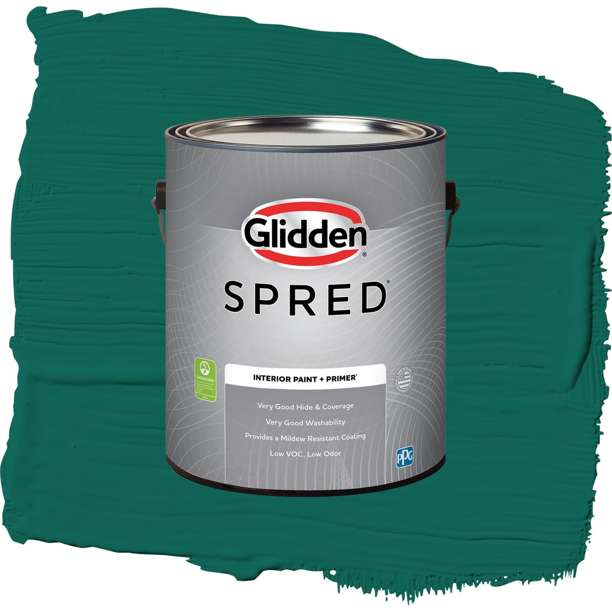 Glidden Spred Deep Veridian Flat Interior Paint and Primer, 1 Gallon