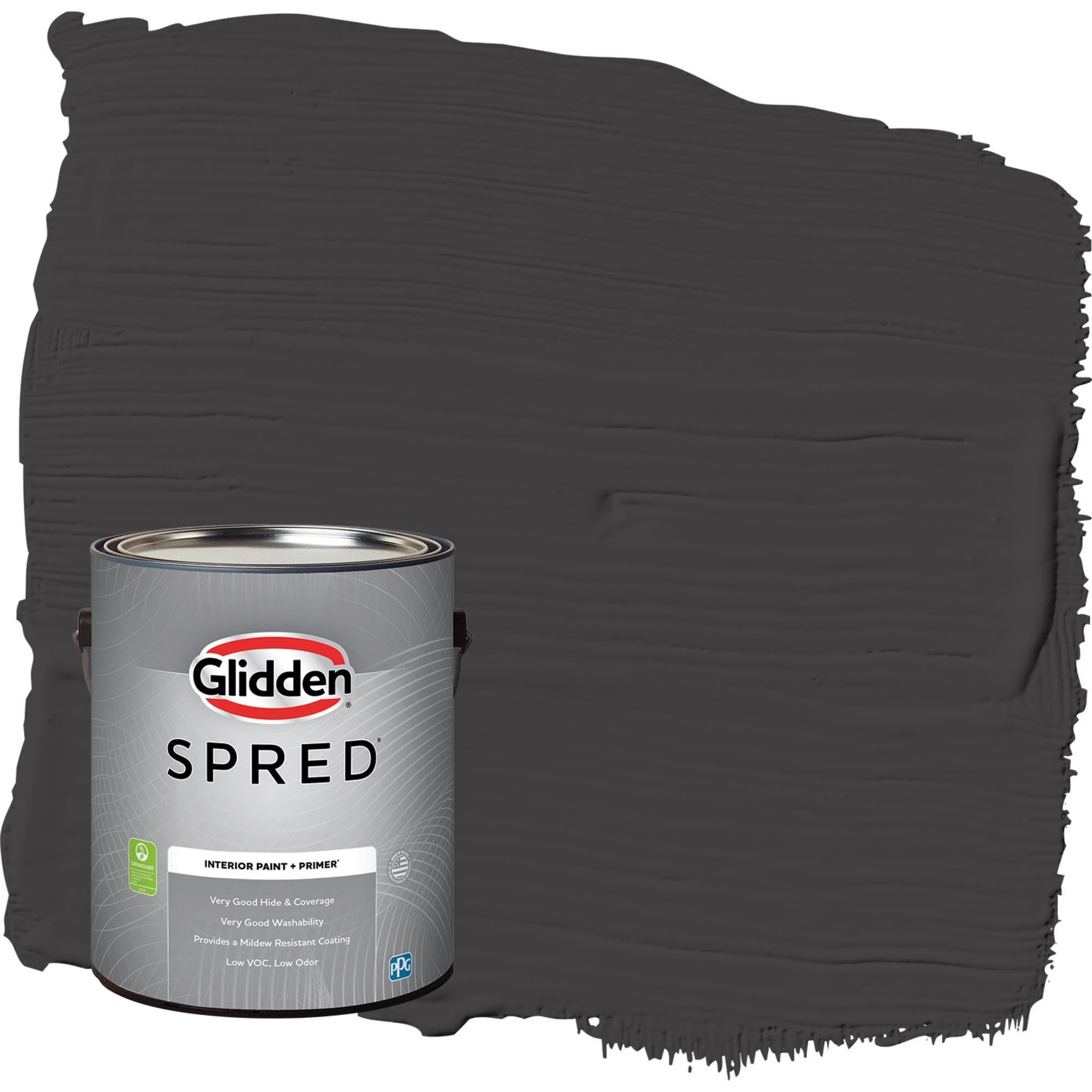 Glidden Spred Black Magic / Black Flat Interior Paint with Primer, 1 Gallon