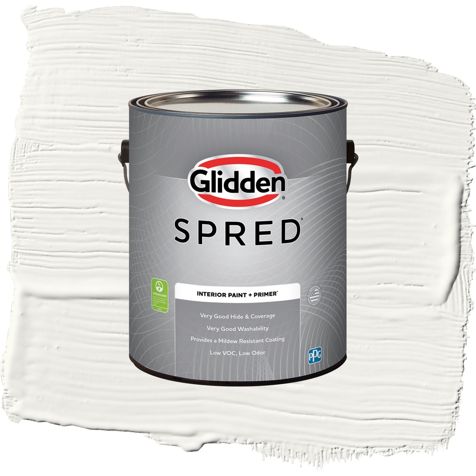Glidden Spred Commercial White Semi Gloss Interior Paint and Primer, 1 Gallon