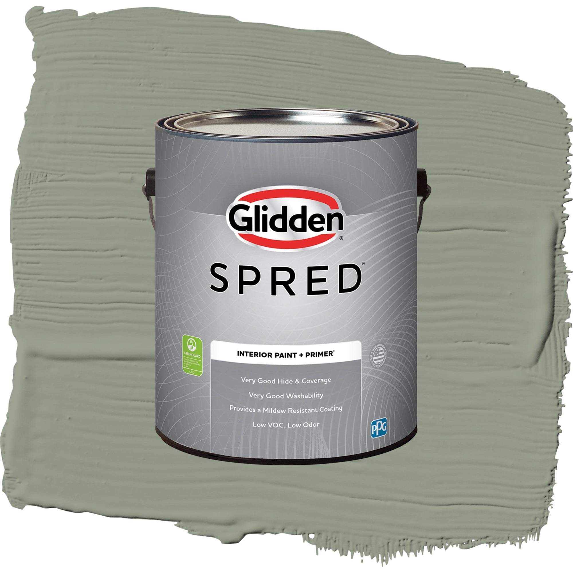 Glidden Spred Green Tea Leaf Eggshell Interior Paint and Primer, 1 Gallon